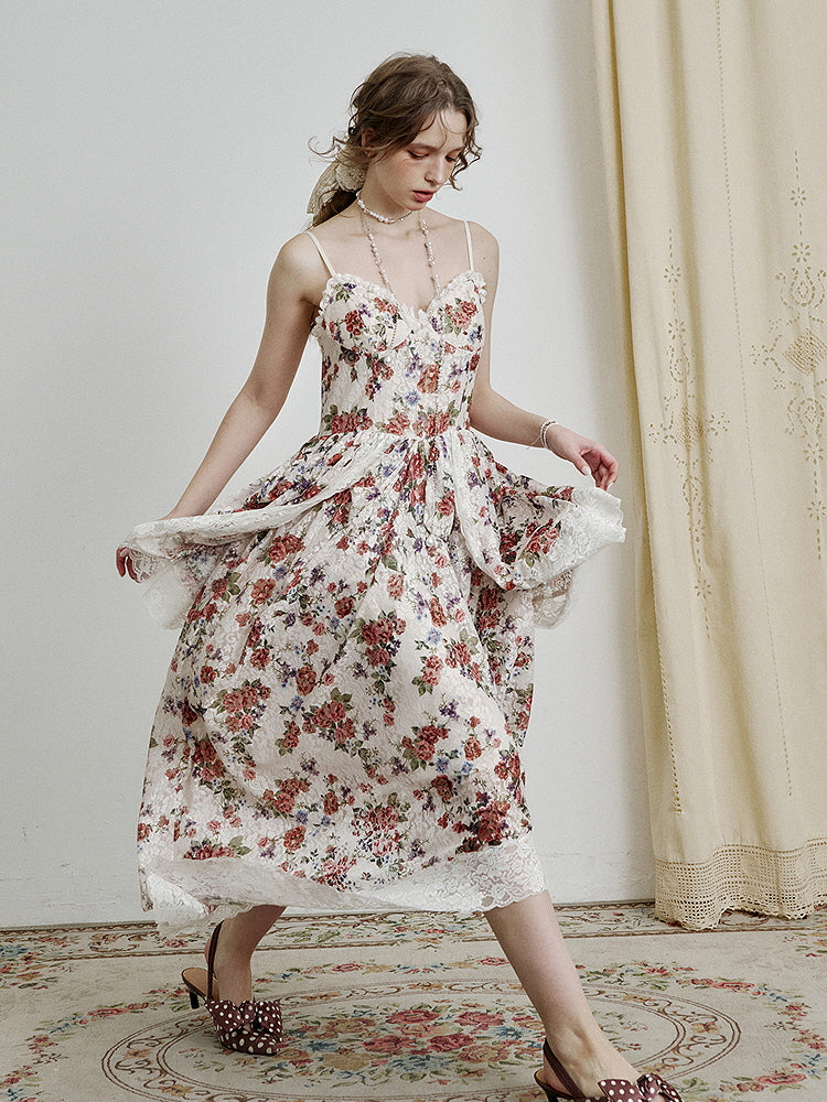 Fairytale Rose Draped Lace Dress