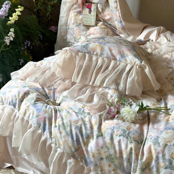 Blossom Garden Soft Pastel Ruffle Bedding Set