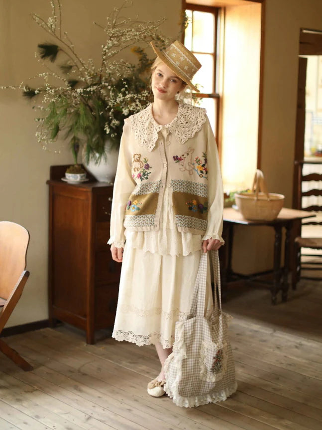 Lace Collar Peplum Blouse