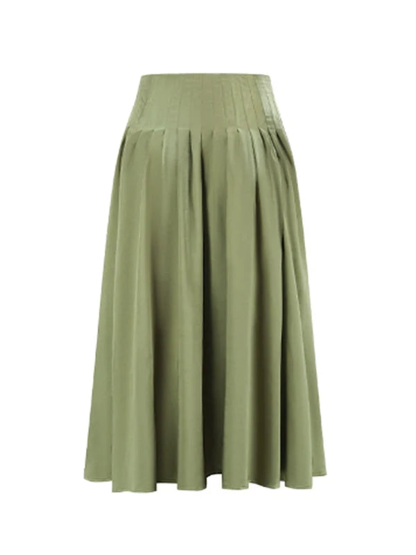 Vintage Elegance Satin Long Skirt