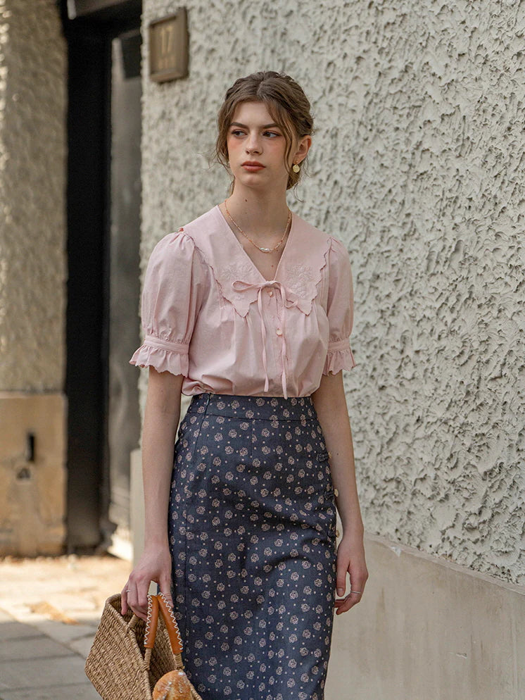 Emma's Romantic Pink Collar Blouse