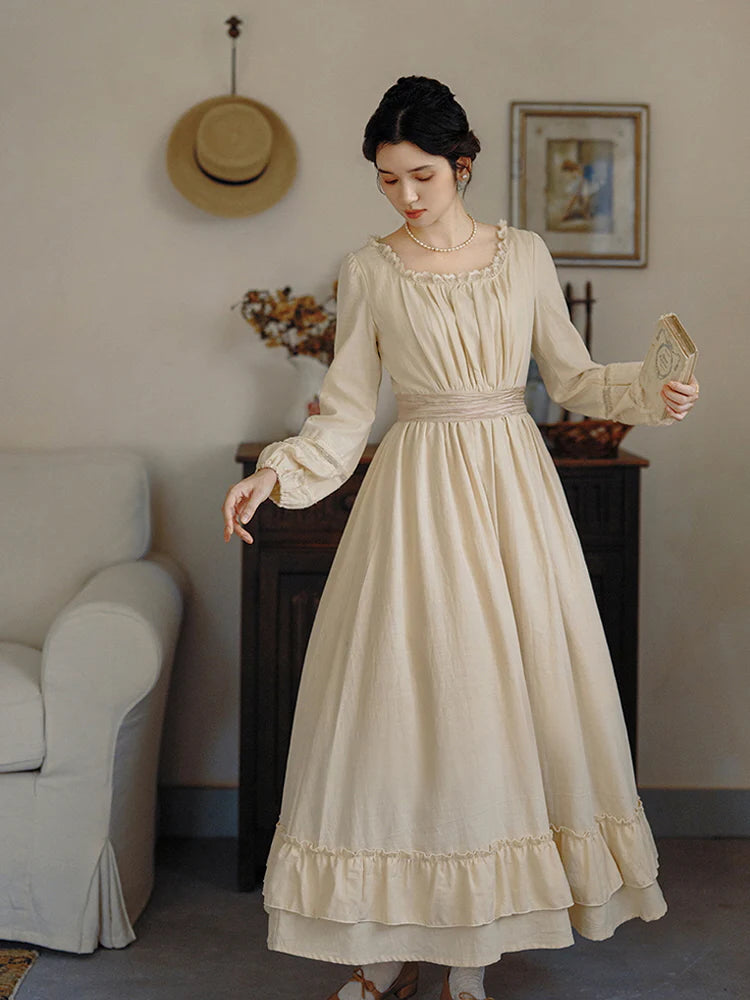 Golden Hour Vintage Gathered Dress