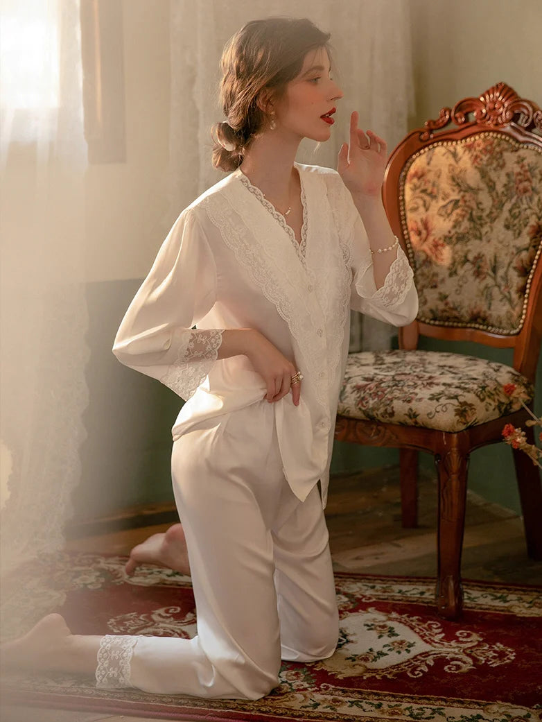 Vintage Elegance White Pajamas Set