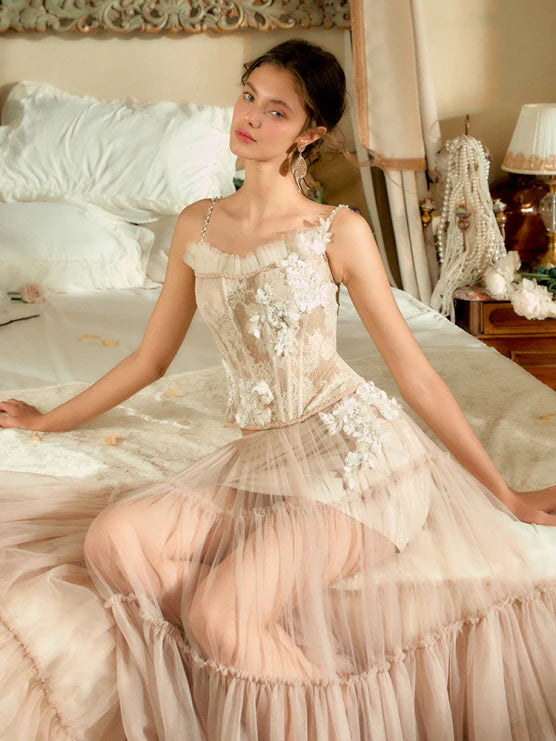 Ivory Blossom Lace Corset & Tulle Skirt
