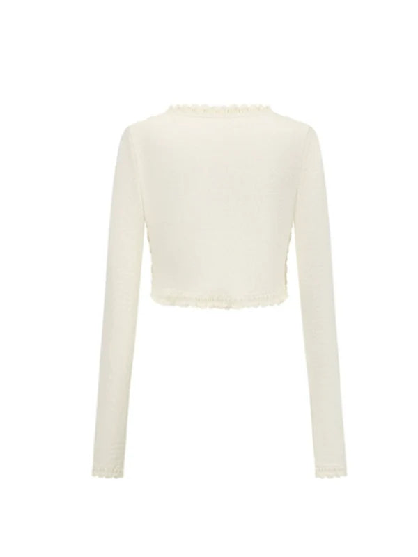 Ivory Ribboned Wool Cardigan