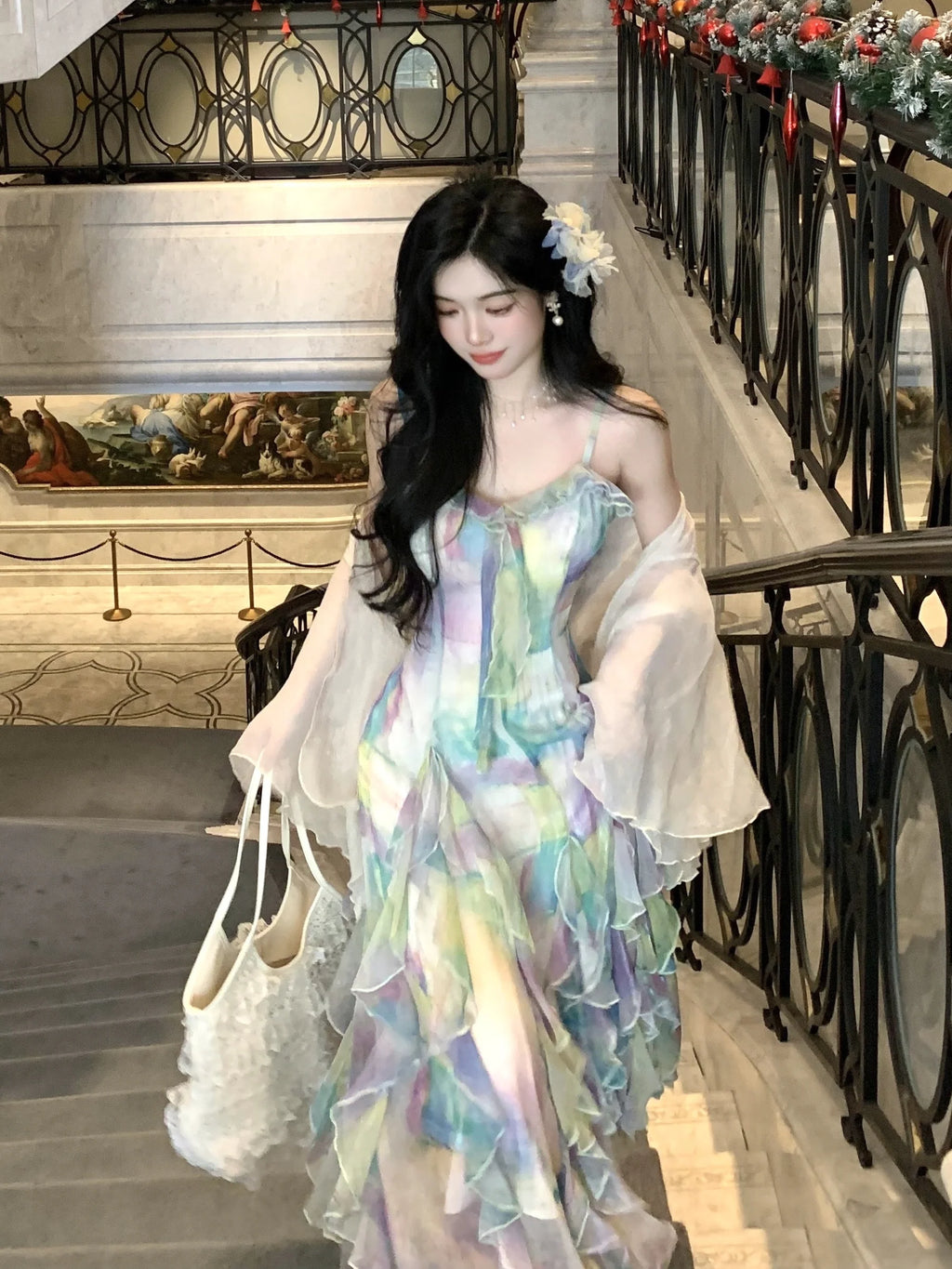 Ethereal Watercolor Ruffle Gown