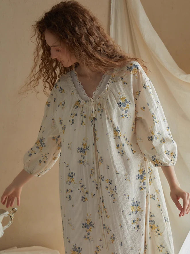 Blossom Whisper Vintage Cotton Nightgown
