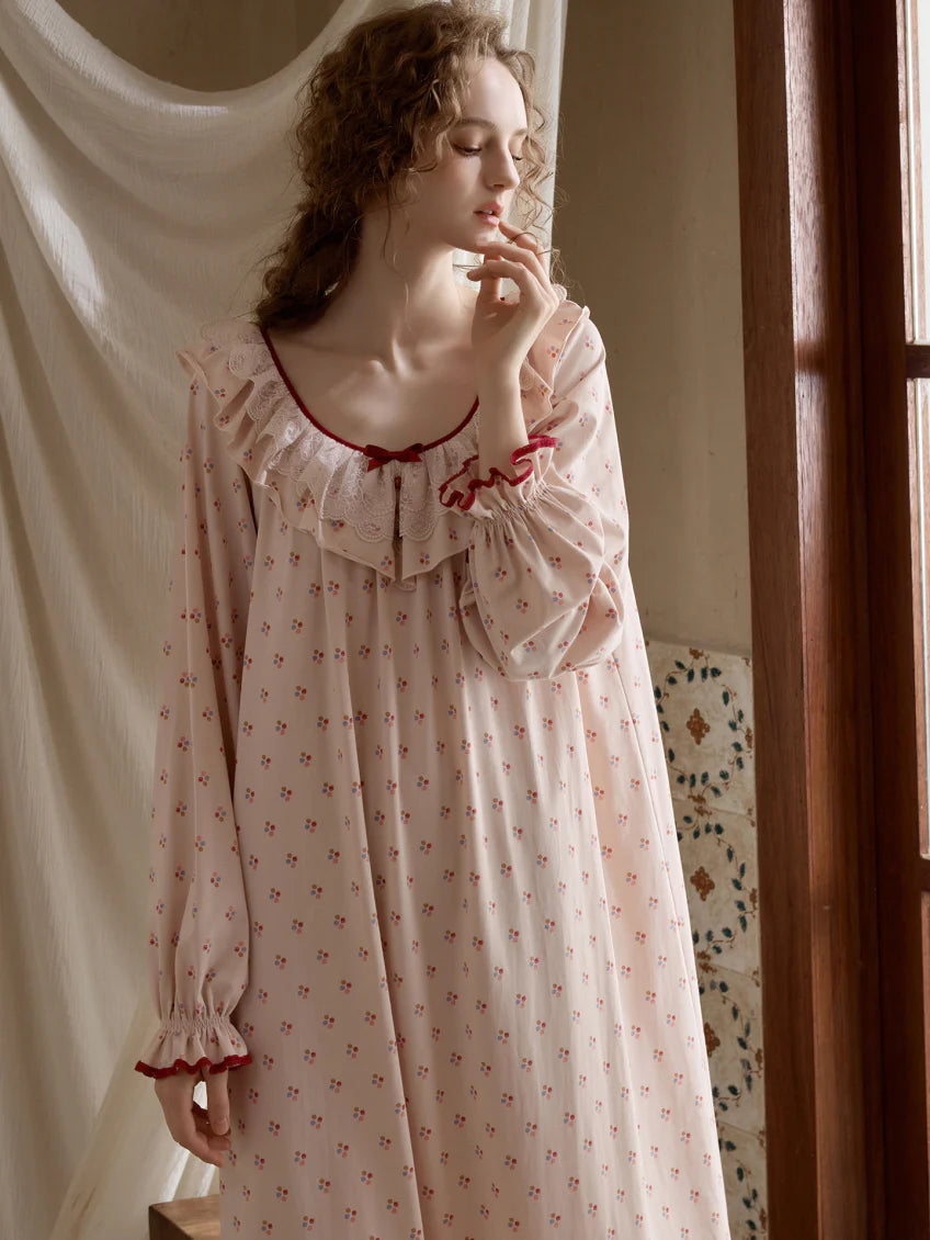 Vintage Rose Ruffle Nightgown