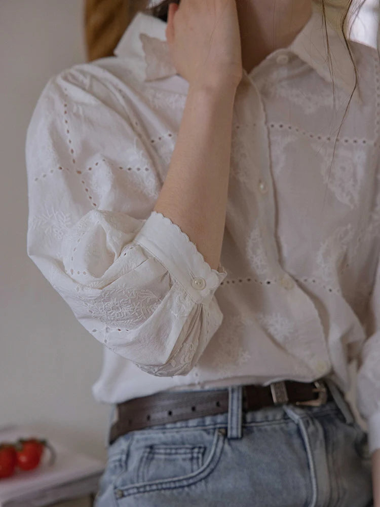 Vintage Embroidered Cotton Blouse