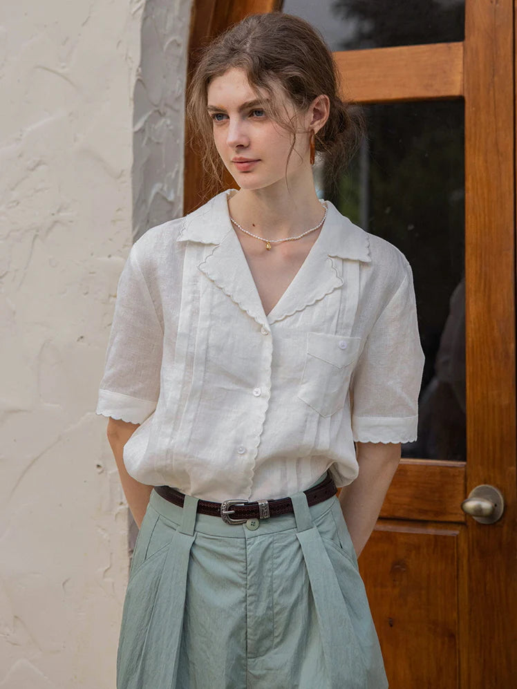 Sophia's Green Linen Blouse