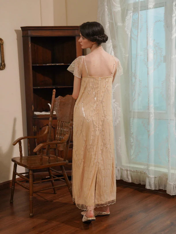 Golden Hour Sequin Mesh Slip Dress