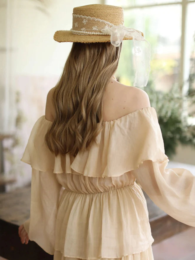 Sunlit Ruffle Linen Dress