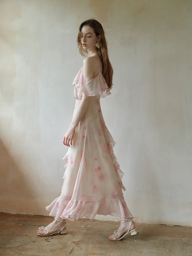 Watercolor Ruffle Fairy Slip Dress