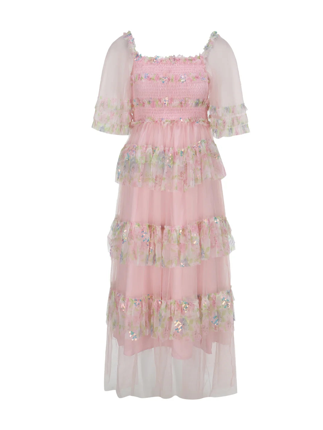 Blooming Ruffle Pink Tulle Dress