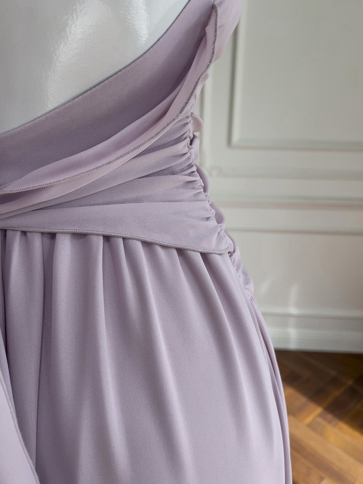 Lilac Rose Ruffle Chiffon Dress