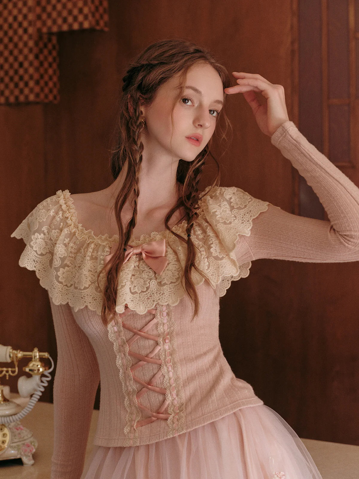 Vintage Lace Off-Shoulder Corset Top