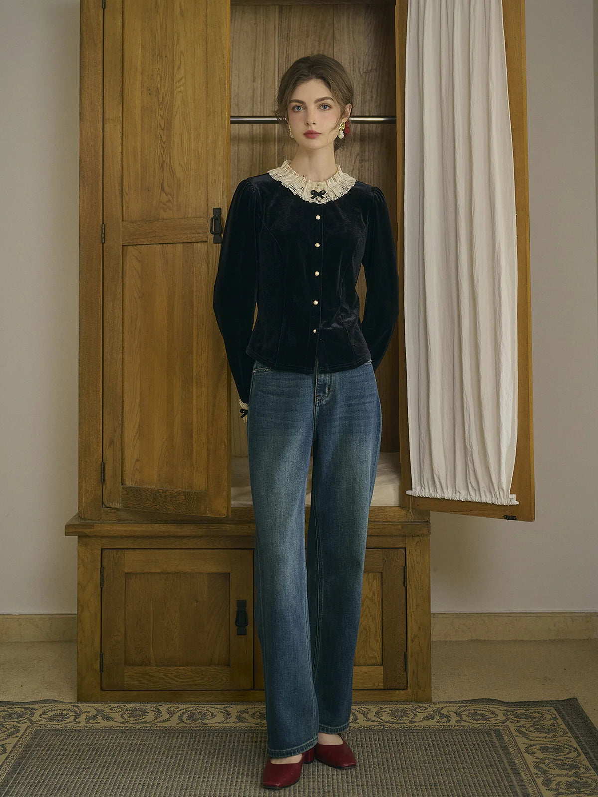 Velvet Elegance Vintage Blouse