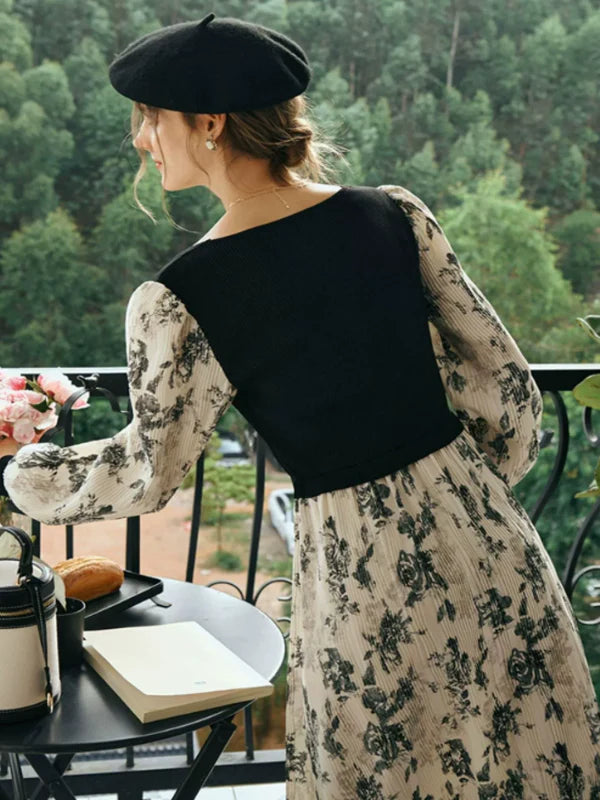 Vintage Blooms in Noir Dress