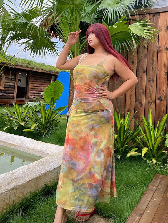 Watercolor Meadow Mesh Dress