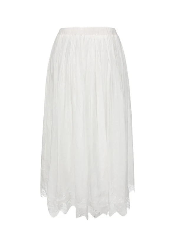 Pure White Lace Flare Skirt