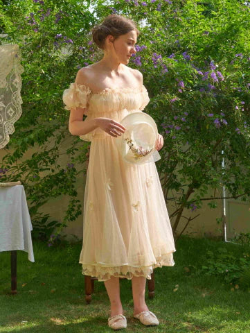 Pearl Ribbon Tulle Skirt