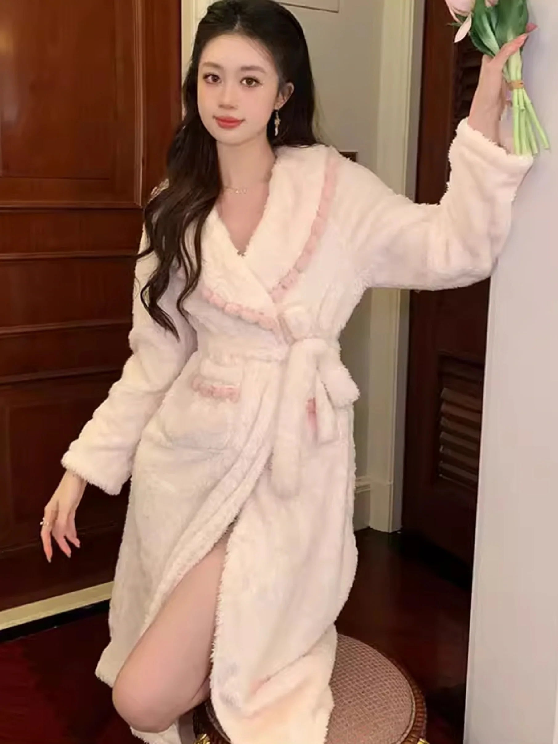 Pom Pom Velvet Winter Robe