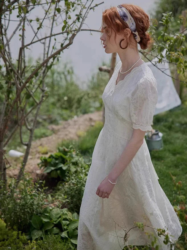 Romantic Garden Lace Embroidered Dress