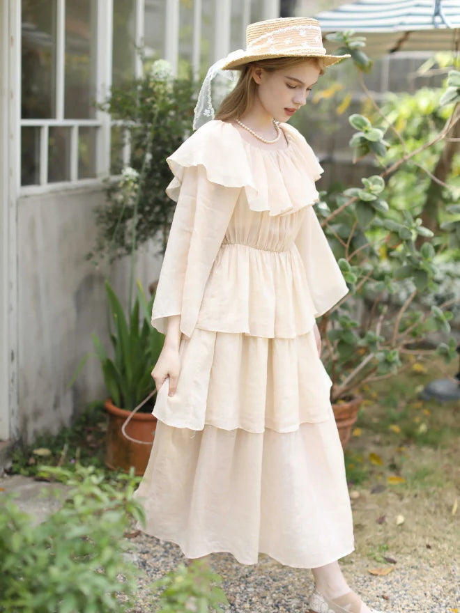 Sunlit Ruffle Linen Dress