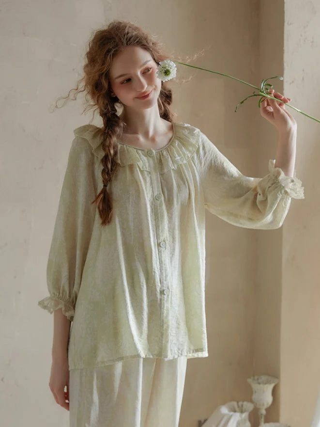 Ethereal Ruffled Floral Nightwear Set