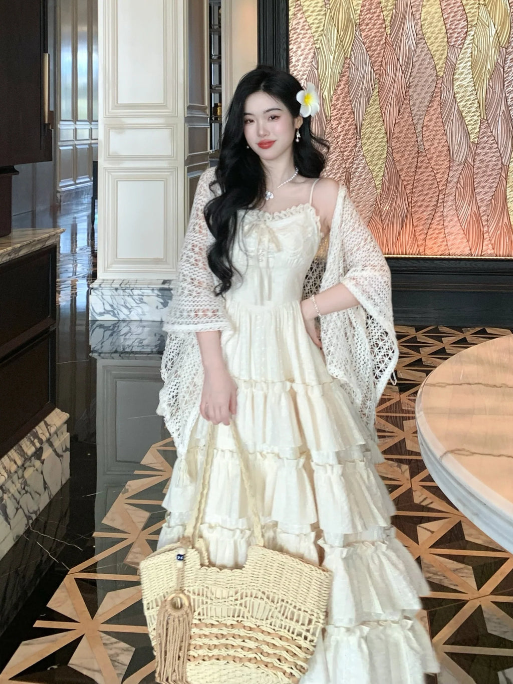 Ethereal Ivory Tiered Maxi Dress