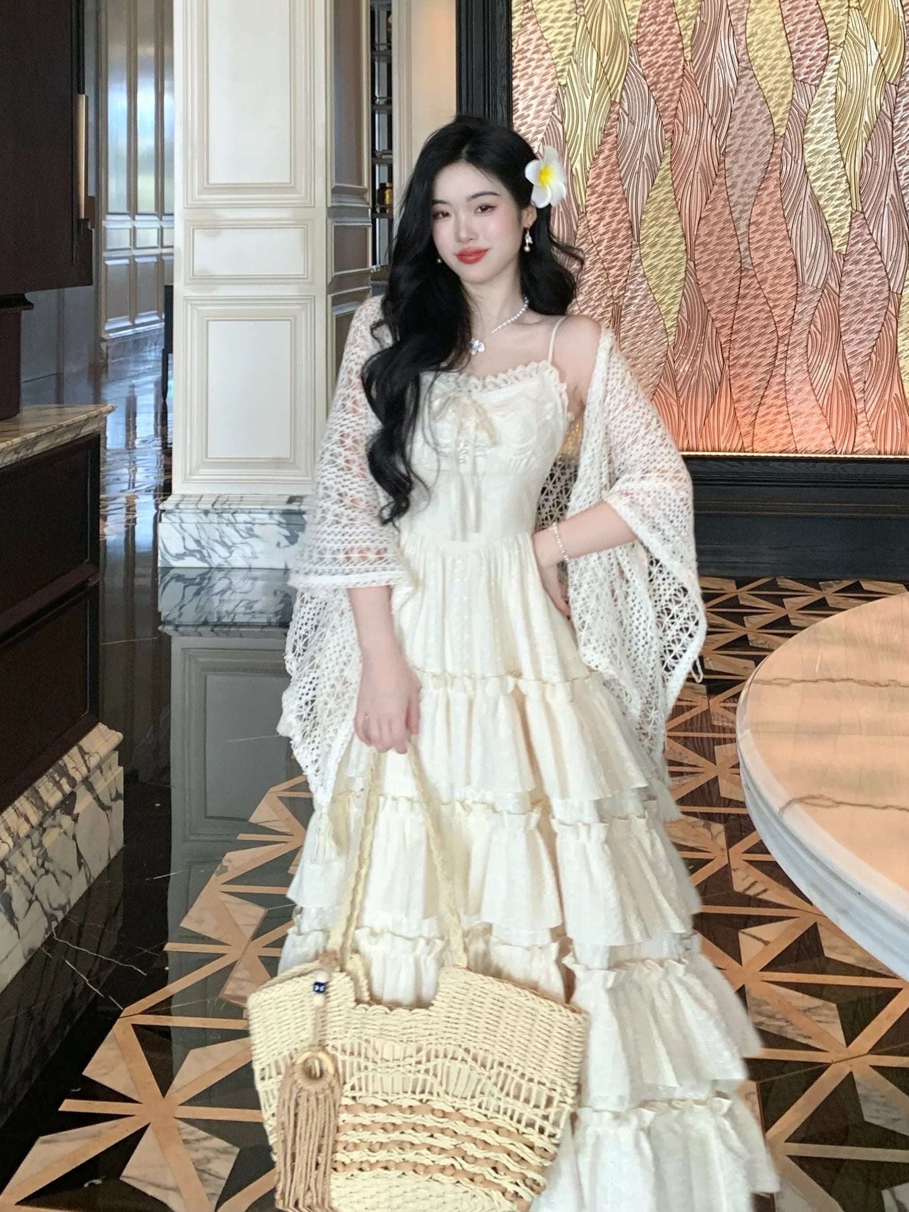 Ethereal Ivory Tiered Maxi Dress