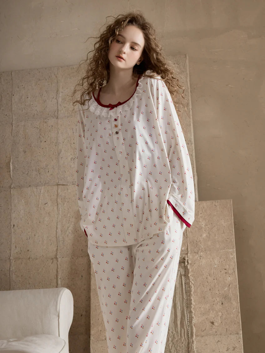 Cherry Blossom Ruffle Pajama Set
