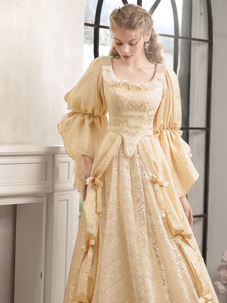 Soft Yellow Vintage Lace Princess Dress
