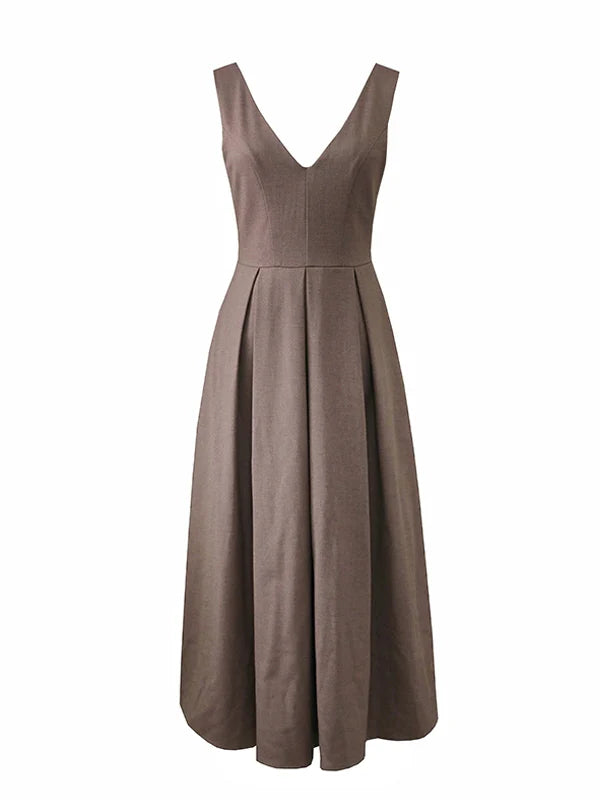 Retro Brown Layered Dress