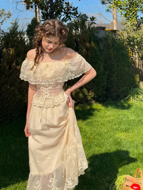 Buttercream Lace Corset Top & Skirt