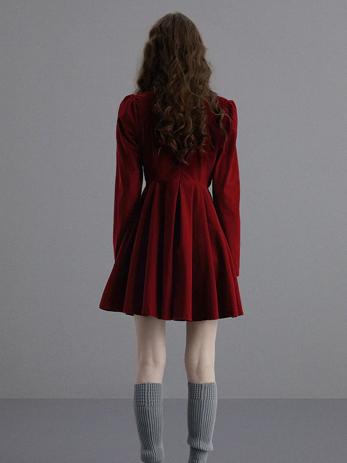 Vintage Velvet Embroidered Lace Dress