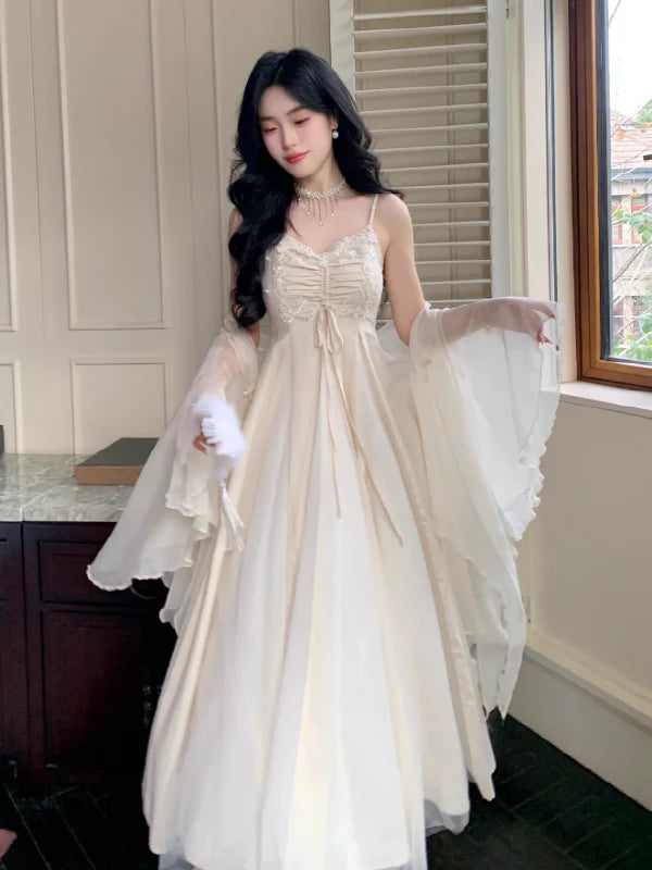 Ivory Lace and Pleats Princess Dress