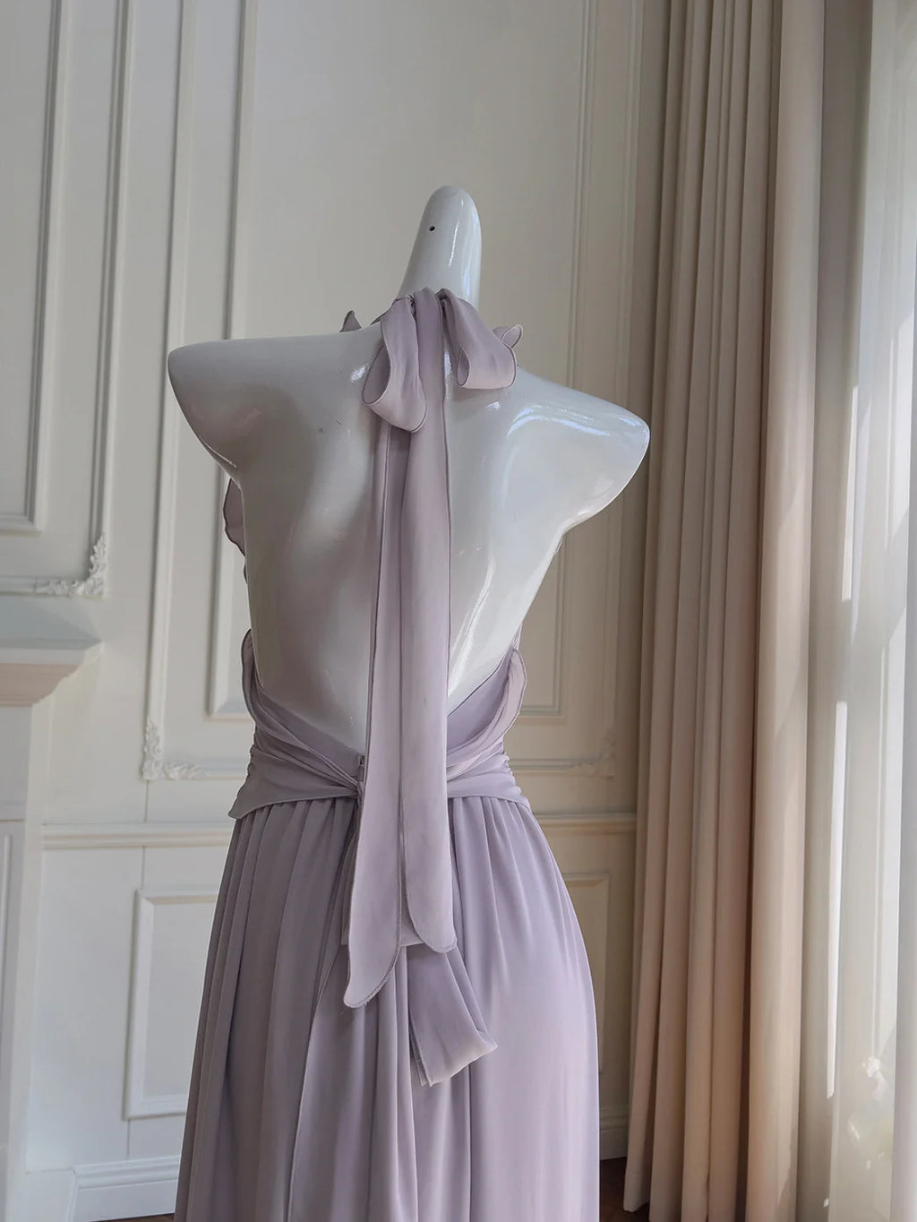 Lilac Rose Ruffle Chiffon Dress