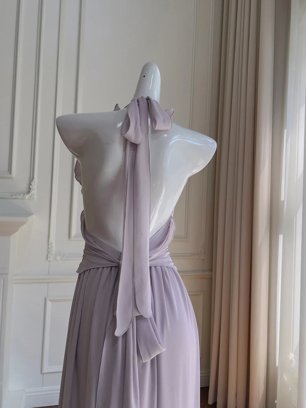 Lilac Rose Ruffle Chiffon Dress