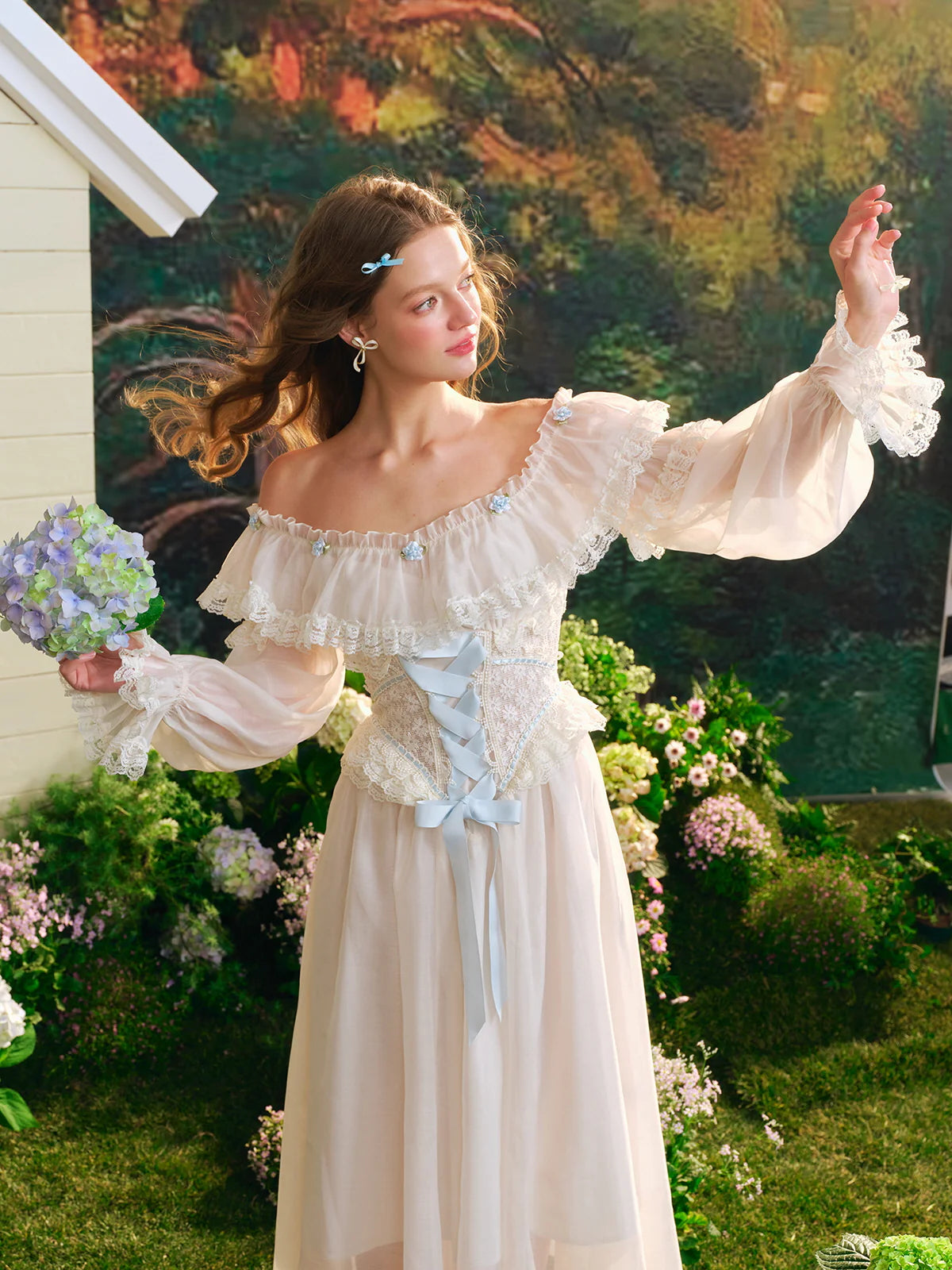 Blue Blossom Corset Fairy Maxi Dress