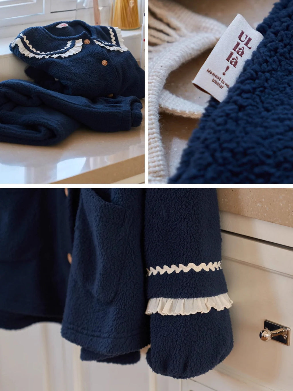 Midnight Ruffle Fleece Pajama Set