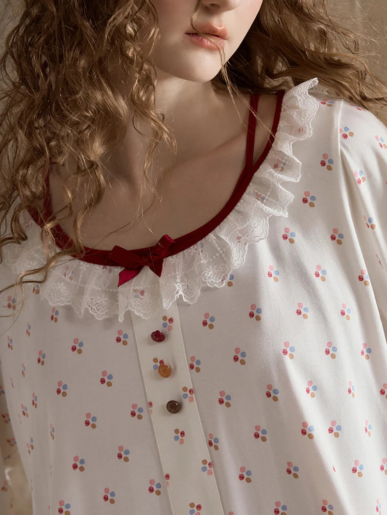 Cherry Blossom Ruffle Pajama Set