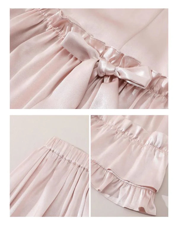 Blush Satin Ruffle Skirt