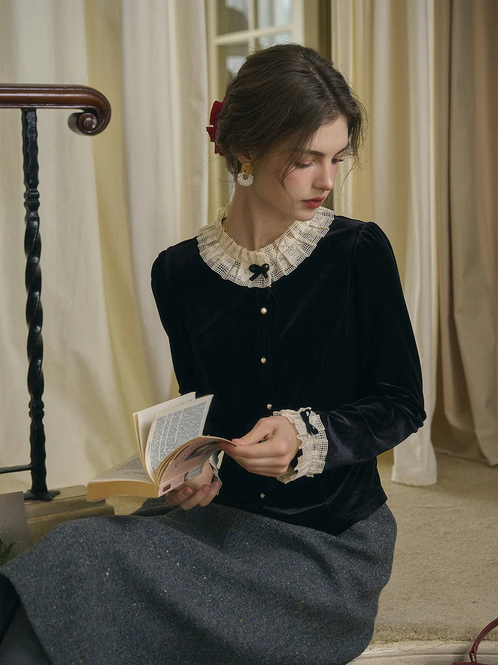 Velvet Elegance Vintage Blouse