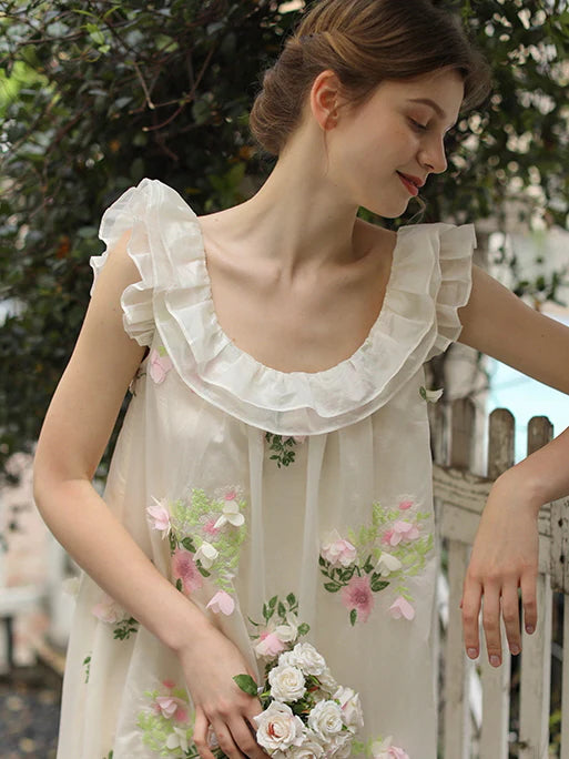 Blossom Whisper Embroidered Fairy Dress