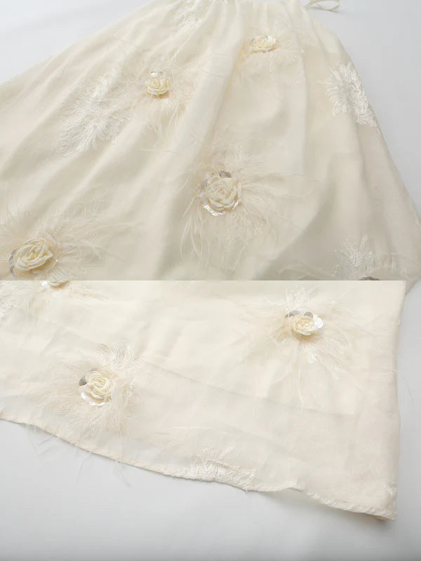 Ivory Feather Bloom Slip Dress