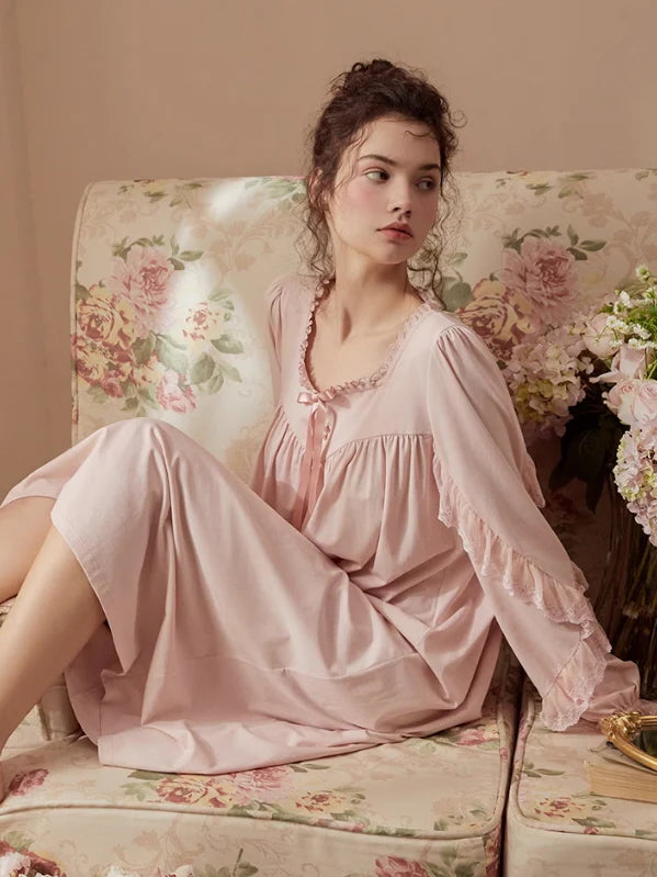 Blush Dreams Cotton Lace Nightgown