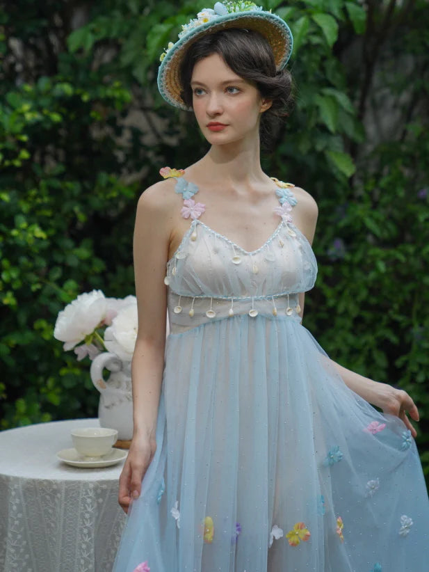 Blooming Petal Fairy Blue Tulle Dress