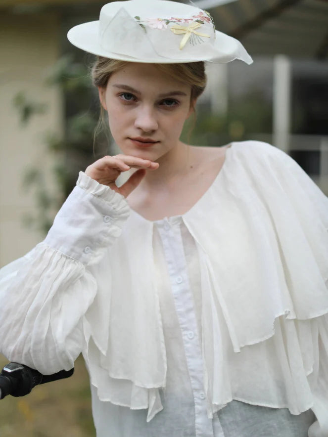 Ruffled Cloud Linen Blouse