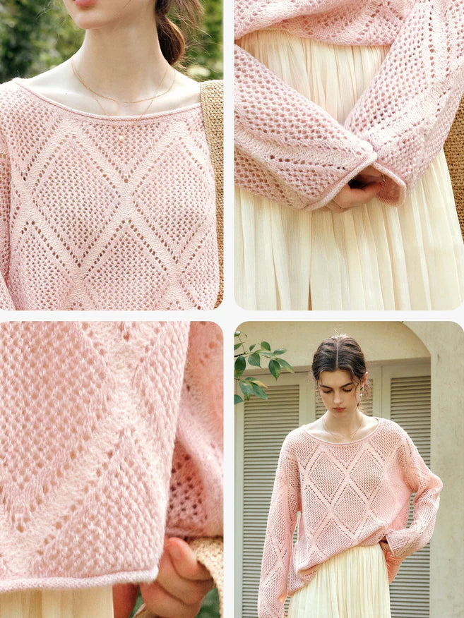Blush Diamond Knit Loose Sweater